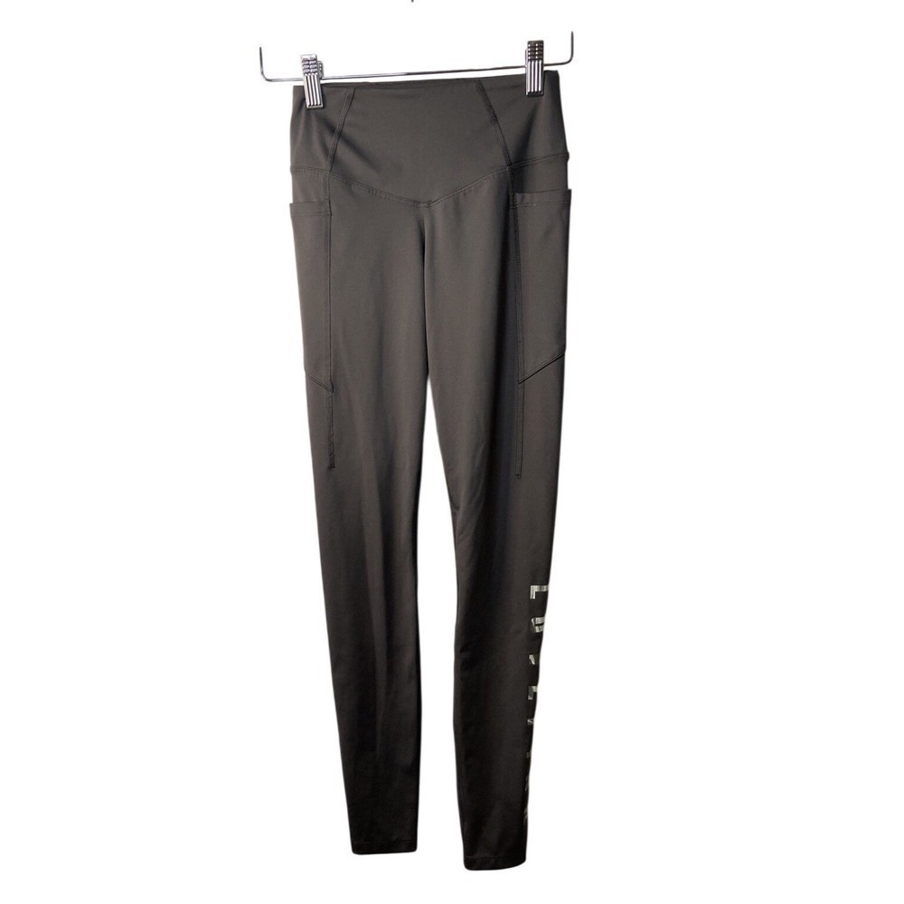 Pink Victoria's Secret Active Leggings Womens XS Gray Silver‎ Graphic Pockets
